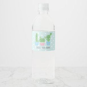 cactus, succulent, cute art fiesta, mexican, water bottle label