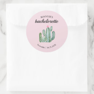 Cactus Succulent Desert Bachelorette Favour Classic Round Sticker
