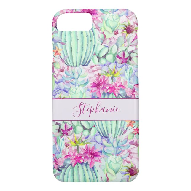 Cactus Succulent Floral Foliage Personalised Case-Mate iPhone Case (Back)