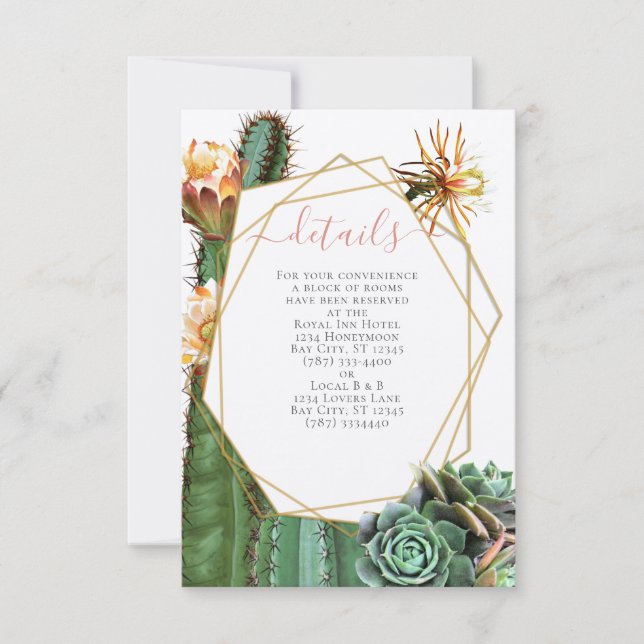 Cactus Succulent Greenery Wedding Enclosure Card  (Front)