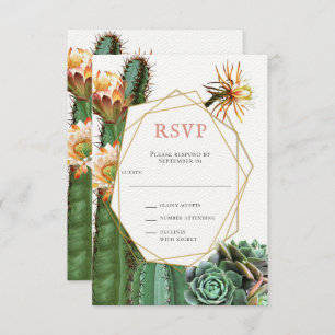 Cactus Succulent Greenery Wedding RSVP Invitation