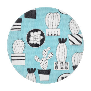 Cactus, succulent: hand-drawn seamless design. cutting board
