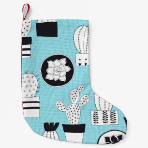 Cactus, succulent: hand-drawn seamless design. small christmas stocking