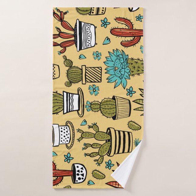 Cactus Succulent: Hand Drawn Sketch Bath Towel (Bath Towel)