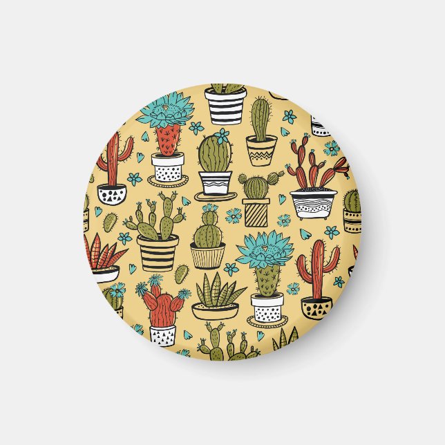 Cactus Succulent: Hand Drawn Sketch Magnet (Front)