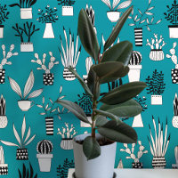 Cactus Succulent House Plant Teal Green Art