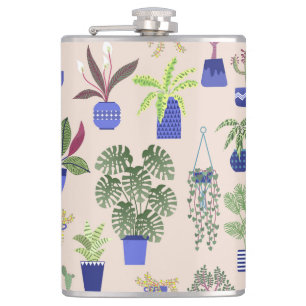 Cactus Succulent Houseplant Blush Pink Hip Flask