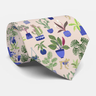 Cactus Succulent Houseplant Pattern Tie