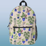 Cactus Succulent Houseplant Printed Backpack<br><div class="desc">Cacti,  succulents and houseplants pattern on a blush pink background for plant lovers.  Original art by Nic Squirrell.</div>