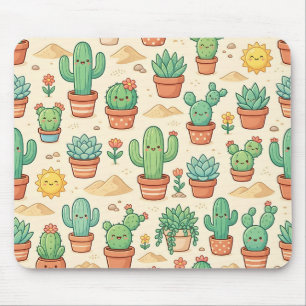 Cactus Succulent Mousepad – Pastel Desert Pattern