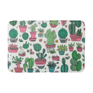Cactus Succulent Pattern Bath Mat