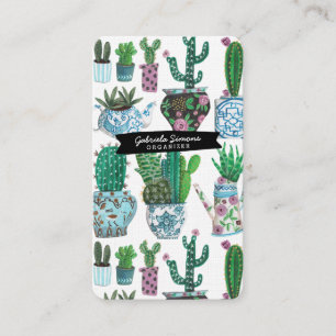 Cactus Succulent Pattern   Business Cards