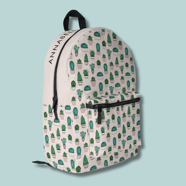 Cactus Succulent Pattern Printed Backpack (Cacti pattern backpack)