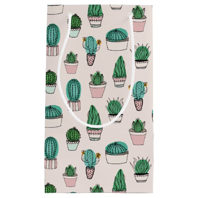 Cactus Succulent Pattern Small Gift Bag (Front)