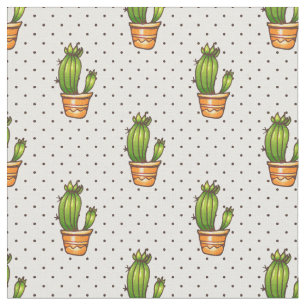Cactus & Succulent Polk Dot Pattern Fabric