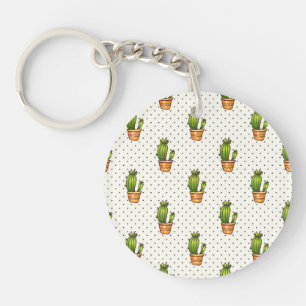 Cactus & Succulent Polk Dot Pattern Key Ring