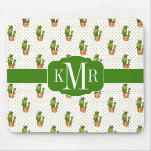 Cactus & Succulent Polk Dot Pattern Mouse Pad
