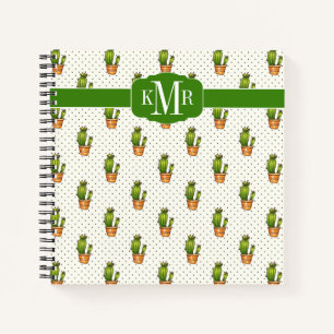 Cactus & Succulent Polk Dot Pattern Notebook