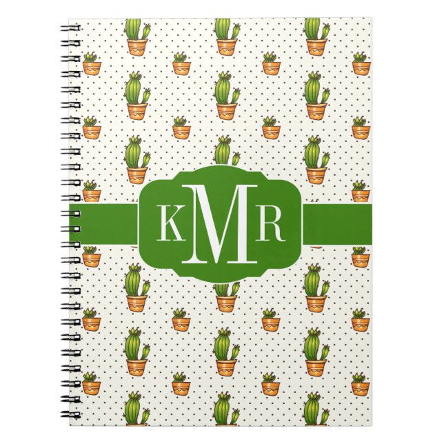 Cactus & Succulent Polk Dot Pattern Notebook (Front)