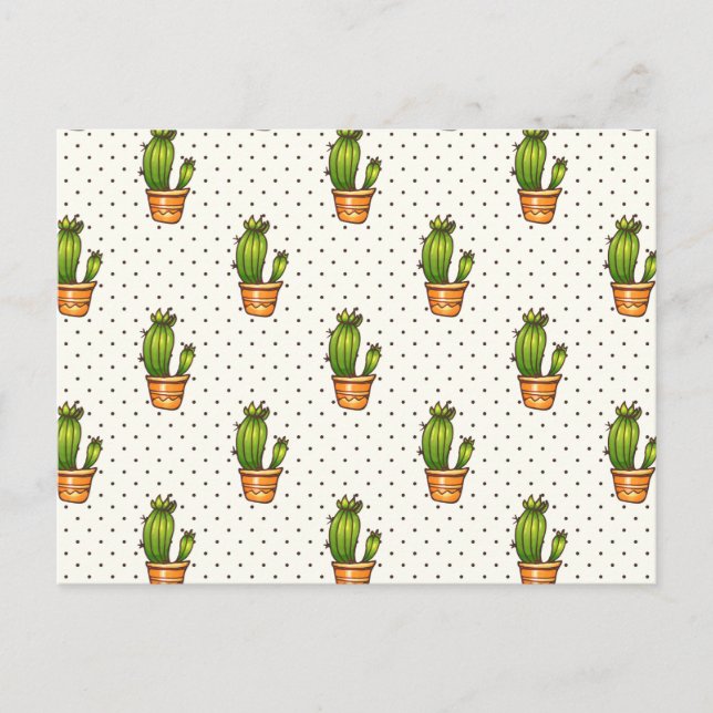 Cactus & Succulent Polk Dot Pattern Postcard (Front)