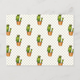 Cactus & Succulent Polk Dot Pattern Postcard
