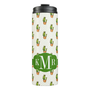 Cactus & Succulent Polk Dot Pattern Thermal Tumbler