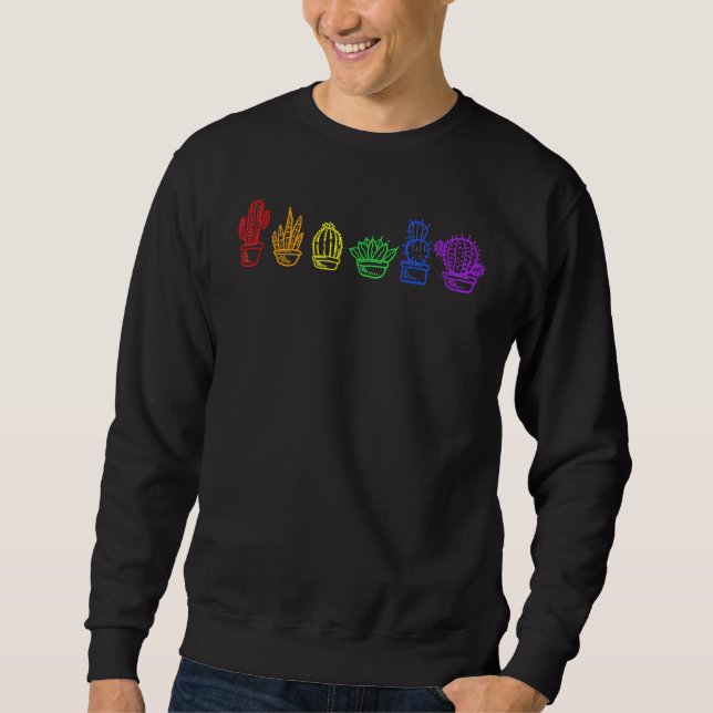 Cactus Succulent Pride Rainbow Plant Subtle Lgbt G Sweatshirt (Front)