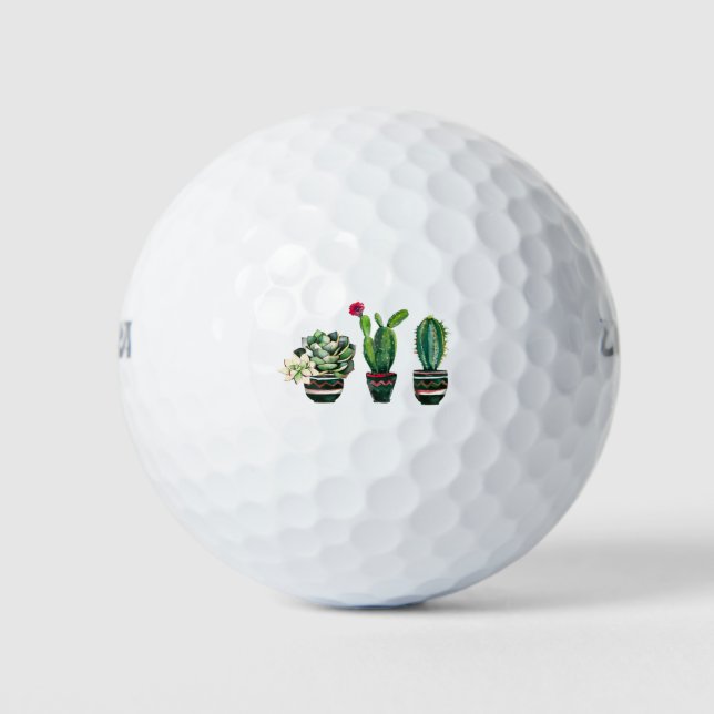 cactus, succulent, watercolor, fiesta, mexican, golf balls (Front)
