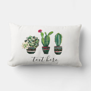 cactus, succulent, watercolor, fiesta, mexican, lumbar cushion