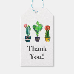 cactus, succulent, watercolor, thank you gift tag