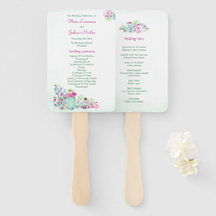 Cactus & Succulent Wedding Ceremony Programs Hand Fan