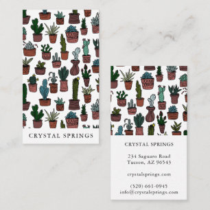Cactus Succulents Botanical Plants Doodle Cute Business Card