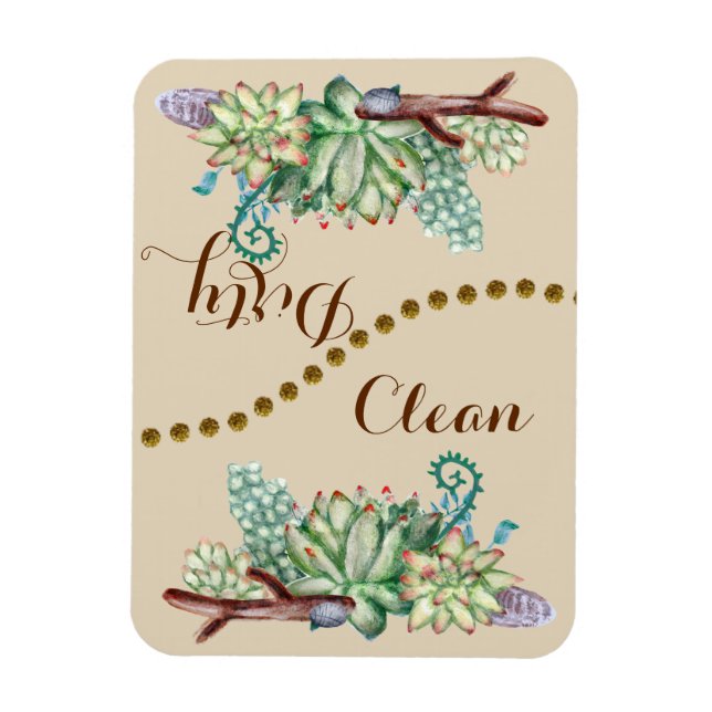 Cactus Succulents Clean Flip Dishwasher Magnet (Vertical)