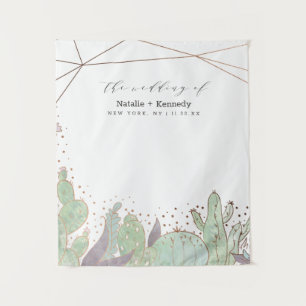 Cactus & Succulents Geometric Photo Booth Backdrop Tapestry