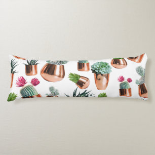 Cactus & Succulents in Rose Gold Pots Body Cushion