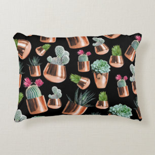 Cactus & Succulents in Rose Gold Pots Decorative Cushion