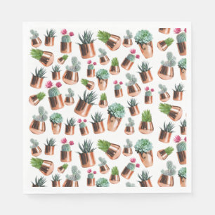 Cactus & Succulents in Rose Gold Pots Napkin