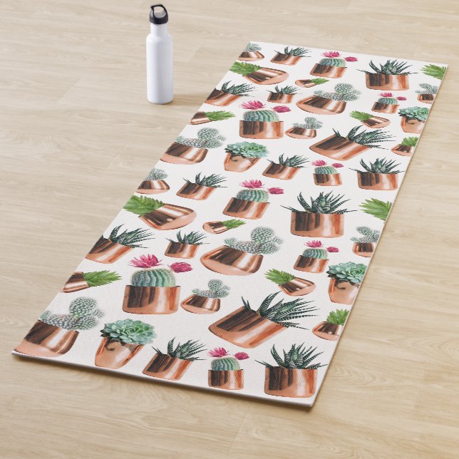 Cactus & Succulents in Rose Gold Pots  Yoga Mat (In Situ)