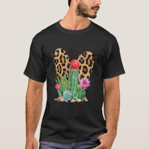 Cactus Succulents Plants Gardening Leopard Print T-Shirt