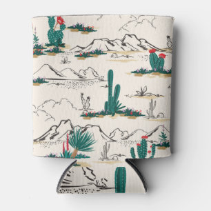 Cactus Succulents: Vintage Desert Floral. Can Cooler