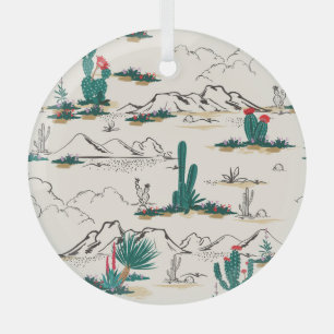 Cactus Succulents: Vintage Desert Floral. Glass Tree Decoration