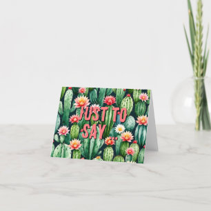 cactus succulents watercolor Folded Thank You Card