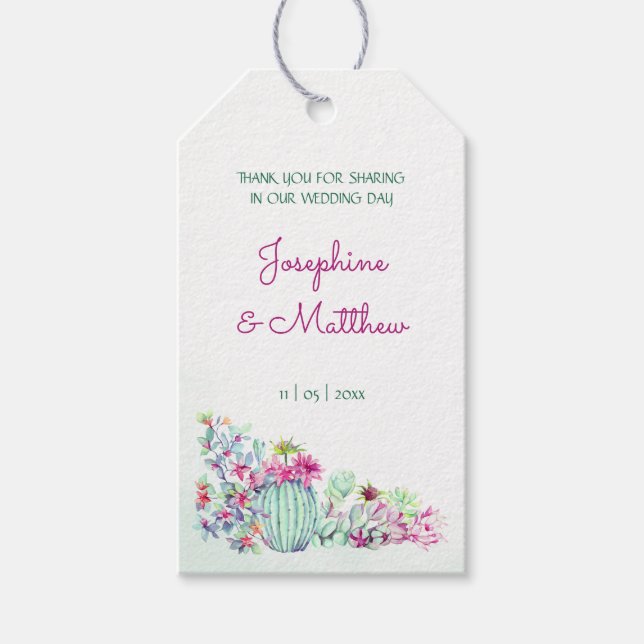 Cactus & Succulents Wedding Favour Tags (Front)