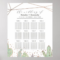 Cactus & Succulents Wedding Table Seating Chart