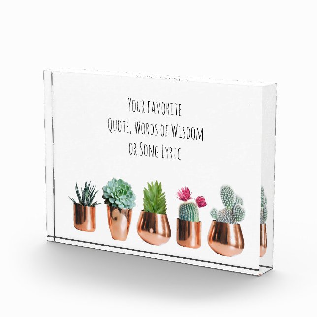 Cactus Succulents Your favourite Quote, Song Lyric Photo Block (Right)