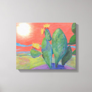 Cactus Sunset Wrapped Canvas