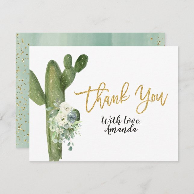 Cactus Taco 'bout Love Couples Thank You Card (Front/Back)