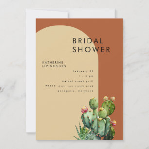 Cactus Terracotta Geometric Bridal Shower II Invitation