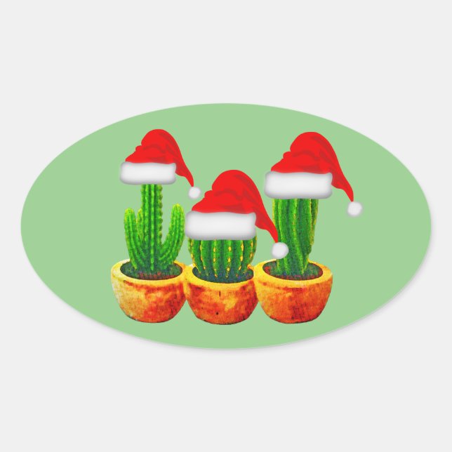 Cactus Themed Christmas Stickers Seals (Front)