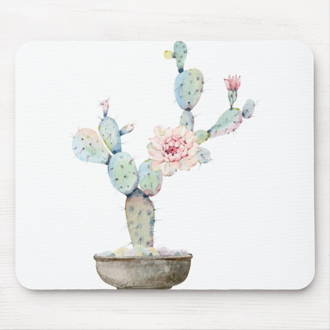 Cactus Torn Green Flower Mouse Pad (Front)